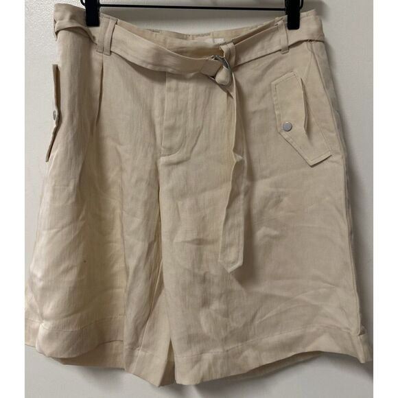 Anthropologie Women Size 4 Wide Leg Shorts‎ Tan Boyfriend Slant Pocket Business - Picture 4 of 11